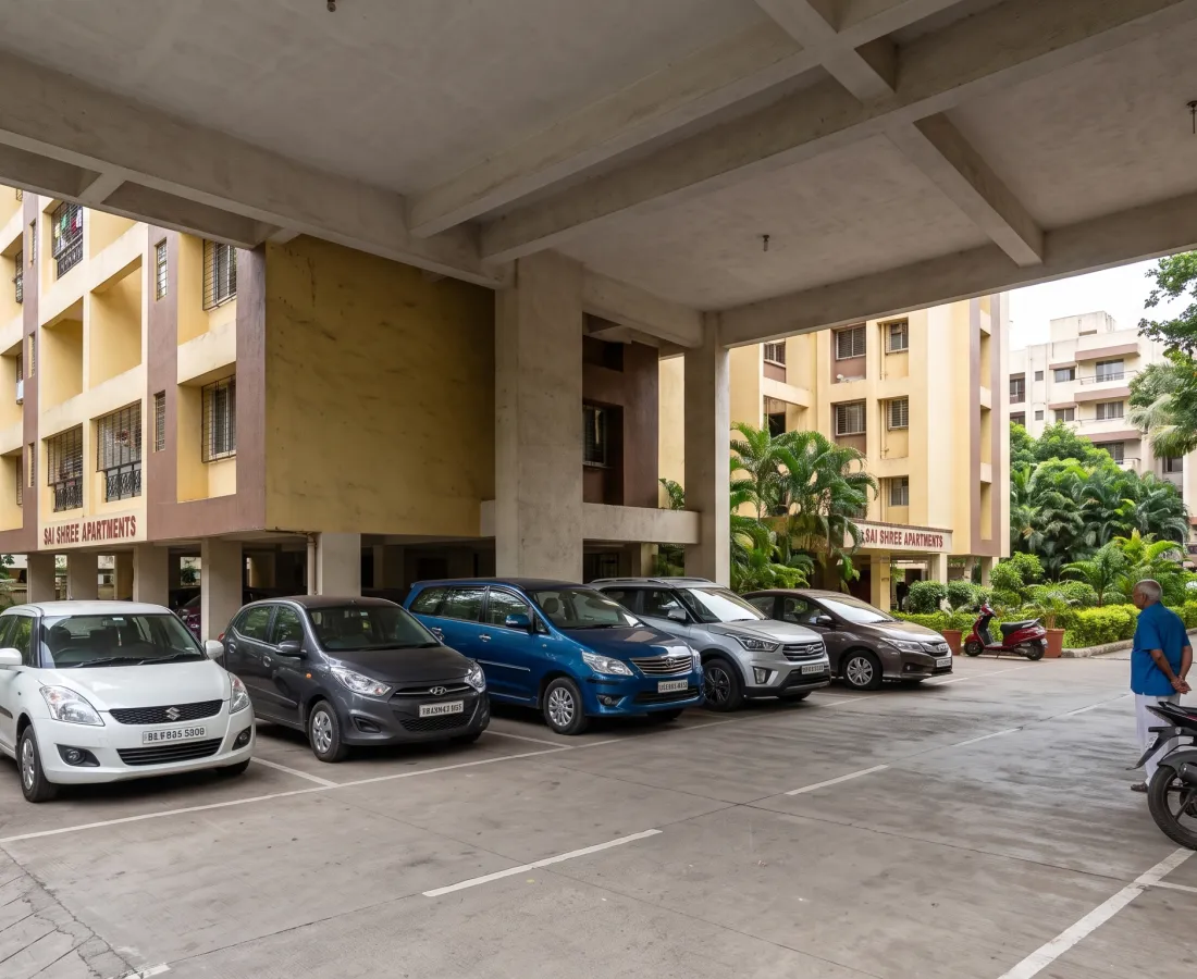 Shaded Apartment Parking in Kothrud